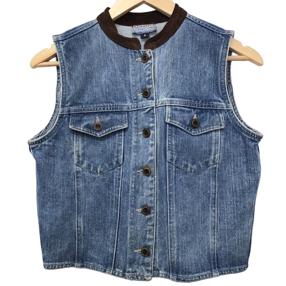 Old School Vest Womens Small Jean Denim Blue